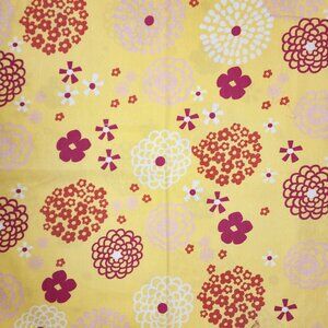 Upholstery Fabric Yellow Pink Flowers Groovy Retro Floral 44" Wide 1/2 Yard